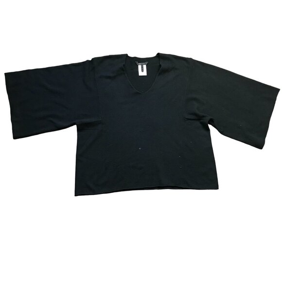 BCBGMaxAzria Marsha Sweater Oversized,Boxy Women's XS/S Black Wool Cotton V-Neck - Picture 1 of 12